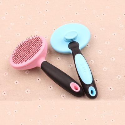 China Durable Stainless Steel Pin Brush Self Cleaning Pet Cat and Dog Grooming Pet Slicker Brush for Pet for sale