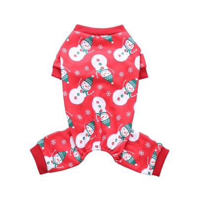 China Lovely Sustainable Wholesale Snowman Pet Pajamas Dog Clothes Christmas for sale