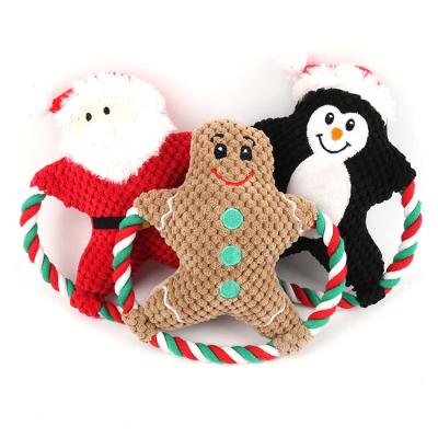 China Viable Hot Selling Christmas Pet Toys Cute Rope Chew Toys For Dog Plush Christmas Squeaky Dog Toy for sale