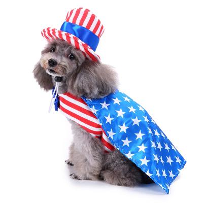 China Customized Viable Dog Coat Bowtie Pet Dog Stylish Striped T-Shirt Customized Pet Clothes Cosplay USA Flag Dog Halloween Apparel for sale