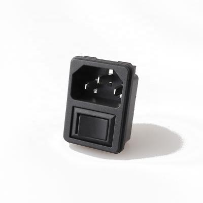 China Easy Installation LZ-14-2F+RS IEC C14 INLET Plug With Rocker Switch IEC AC Power Outlet for sale