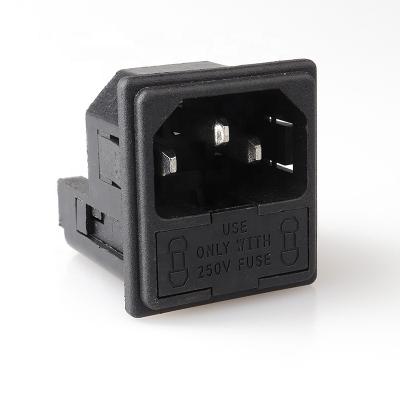 China LZ-14-F8 250V Fuse Switch Industrial Power Socket With 3 Pin , Switch Fused IEC C14 Inlet for sale