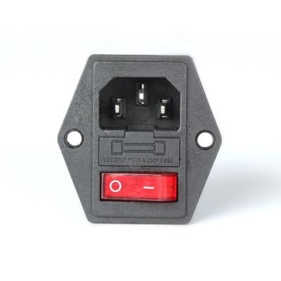 China Easy Installation LZ-14-F12 IEC AC Power Socket With Fuse And Switch Industrial Standard IEC Connector Grounding 250V Electrical Connection for sale