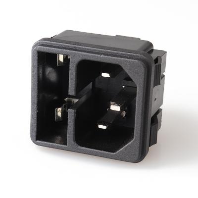 China Easy Installation AC Power Socket With 3pin Fuse Inlet Panel Mount Connector LZ-14-F2-3P 10A 250V Electrical Outlet Electrical Connection Use for sale