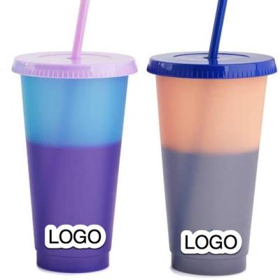 China 2020 Amazon Viable Hot Selling Plastic Clear Reusable Magic Cup Tumbler Cup Change Colors for sale