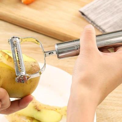 China Hot Selling Multifunctional Dual Function Two-part Potato Viable Amazon Kitchen Stainless Steel Radish Grater Vegetable Peeler for sale