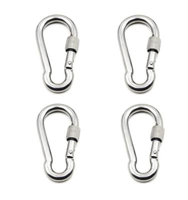 China Boat 304 Stainless Steel Spring Main Chain Clip Hook Fits Outdoor Family Camping Screw Door Latch With Screw Door Lock for sale