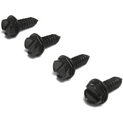 China HEX Fastenerss 4 Pcs Black Stainless Steel License Plate Screws License Plate Frame Fastener Screws External Hex Screws for sale