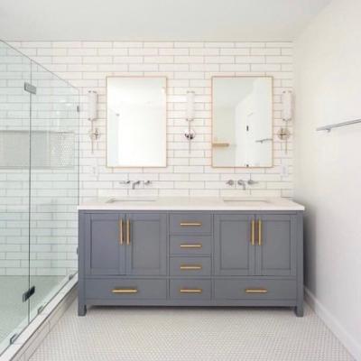 China Modern Design Oak Wood Bathroom Vanity Fancy Wall Cabinet With LED Mirror for sale