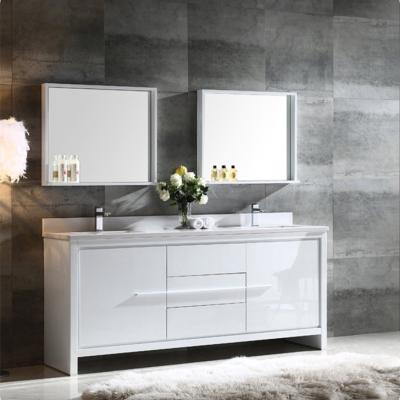 China Customized White Bathroom Vanity Modern Design Lacquer Bathroom Vanity With Basin Faucet for sale