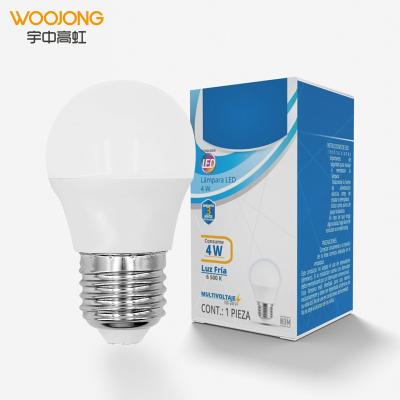 China Hotel Woojong manufacturer 170-265v g45 high quality 4w b22 e14 e27 light bulb for sale