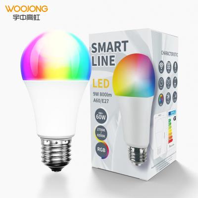 China Indoor 7W 9W RGB CW/WW Light Bulb Compatible with Tuya Alexa and Google Assistant Woojong Smart WiFi LED OEM Available for sale