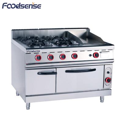 China Restaurnts 4 Burner Freestanding Gas Stove and Combination Griddle Oven Table Gas Stove for Restaurant for sale