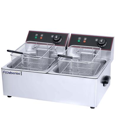 China Electric Rising Deep Fryer and 2-Tank Commercial Electric Quick Temperature 2-Basket Deep Fryer in China for sale