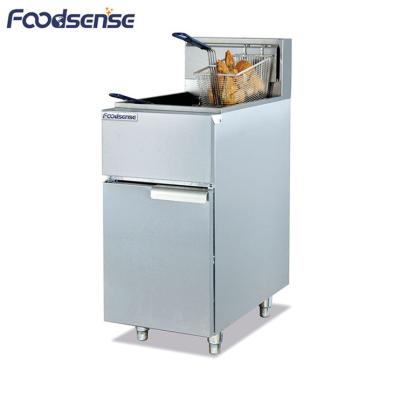 China Quick Temperature Rising 1-Tank 2-Basket Used Gas Deep Fryer With Temperature Control , Deep Fryers Te koop