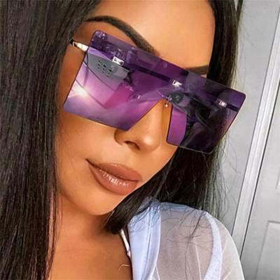 China European fashion sunglasses and American large women's individuality fashion oversized luxury sunglasses rimless frame for sale