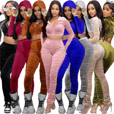 China New LvCong Solid Color Women's Long Sleeve Workout Casual Tracksuit Wholesale QUICK DRY Velor Sporting Casual Two Piece Set for sale