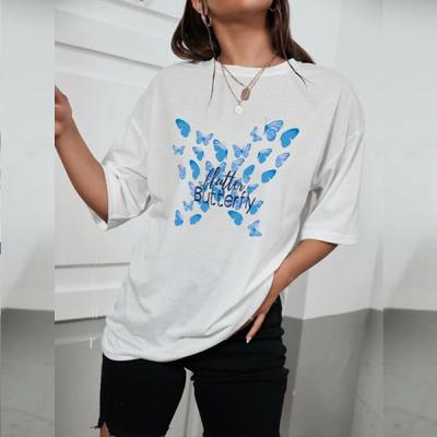 China LvCong 2022 Wholesale High Quality Round Collar Anti-wrinkle Customized High Quality Women's T-shirts Printed With Prints for sale