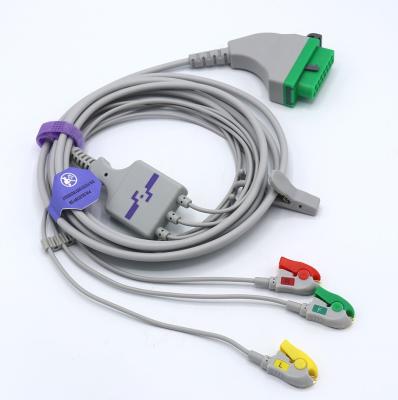 China Compatible 3 lead ecg cable for FUKUDA monitor ,clip end,IEC kind. for sale