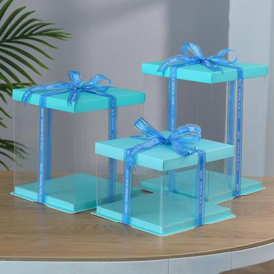 China Recycled Materials PET Large Transparent Cake Box Packing Transparent Log Clear Plastic Cake Box for sale