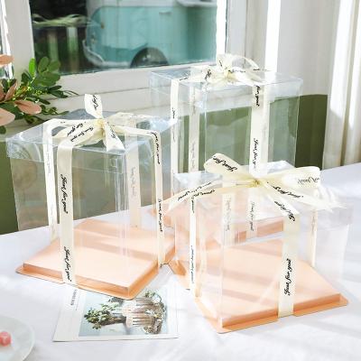 China Recycled Materials Wedding Cake Boxes Plastic Transparent Cake Box Cake Box for sale