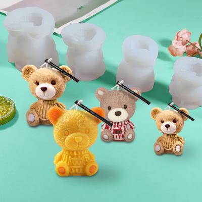 China Small Size Candle Bear 3D Candle Mold Silicone Mold Making For Fondant Cake Decorating Chocolate Soap Lotion Bar Bath Bomb Handmade Wax for sale