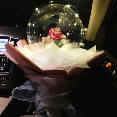 China Romantic Gift 2021 Valentine's Day Gift - Rose Flower Transparent Bubble Balloons Artificial Romantic/ for sale