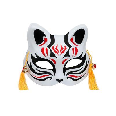 China Cosplay Japanese Style Half Face Fox Mask Halloween Festival Mask Decoration Red for sale