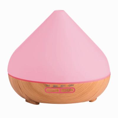 China Feel Comfortable Latest High Quality Wood Grain Led Seven Color Light Humidifier Large Capacity 500ml Remote Control Aroma Diffuser for sale