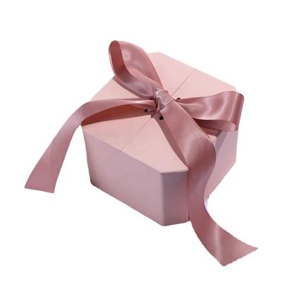 China Recycled Custom Magnetic Bridesmaid Wedding Cosmetic Gift Box Logo Cardboard Packaging Double Door Materials With Ribbon for sale