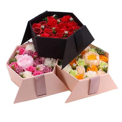 China Recycled Materials Cardboard Luxury Packaging Open Door Wedding Valentines Day Gift Magnetic Soap Flower Boxes For Bouquets for sale