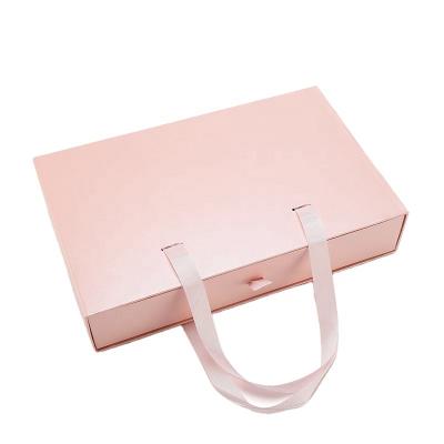 China Recycled Materials Cardboard Luxury Custom Magnetic Apparel Scarf Packaging Sliding Drawer Gift Box With Handle for sale