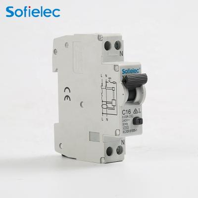 China 18mm single phase rcbo with 4.5KA overcurrent protection for sale