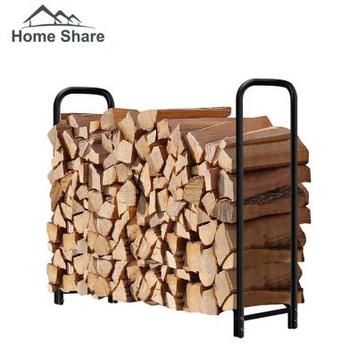 China 4ft Outdoor Heavy Duty Iron Wood Fire Rack Shelter Firewood Rack Patio Fire Pit Set Log Carrier for sale