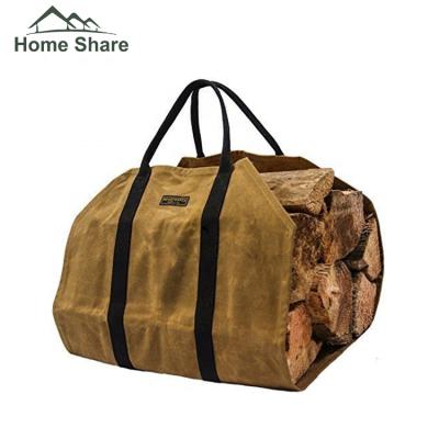 China Wax Canvas Wax Firewood Log Carrier Fireplace Sets Firewood Bag Carrier for sale