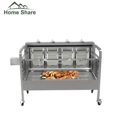 China Outdoor Adjustable Size Barbecue Gas Grill Stainless Steel BBQ Rotisserie Charcoal BBQ Grills for sale