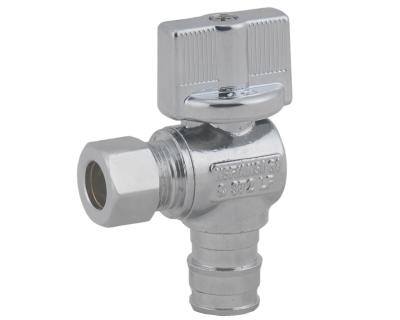 China Control water flow to household plumbing 1/4 turn solid brass angle F1960 lead-free and DZR shut-off valve. for sale