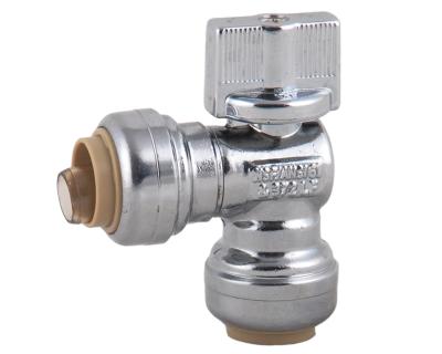 China Drinking water 1/4 turn angle push-adjust lead-free and DZR solid brass valve. for sale