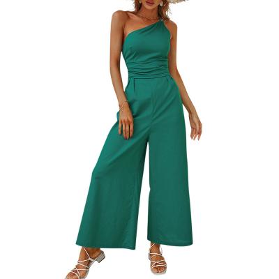 China 2022 QUICK DRY European and American new summer women's pants solid color spring and waist straight tight straight backless overalls for sale