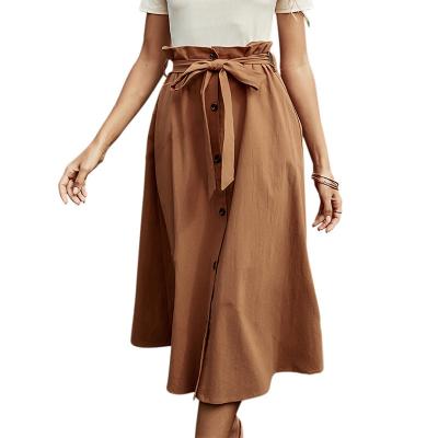 China Anti-Static Loose Elegant Casual Dress Cotton Solid Color Fashion Long Skirt For Women for sale