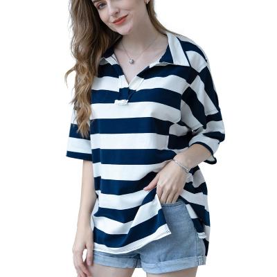 China Anti-Shrink In The Current Wholesale Top Quality Multicolor Vintage Crossed Out Turn Down Casual Women Polo Shirt Collar Sweater Shirt for sale