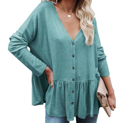 China Women Placket Anti-Shrink V-Neck Knit Shirt for sale