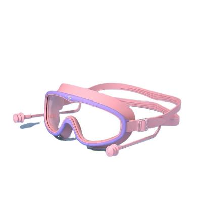 China Anti Fog UV Protection Large Frame Waterproof Glasses Outdoor Electroplate Swimming Goggles Earplugs For Kids for sale