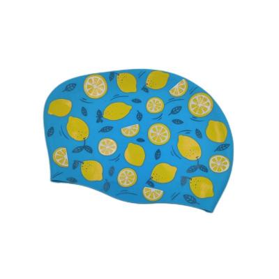 China Flat Children's Silicone Swim Cap High Elasticity Waterproof Swim Cap Girls Non-slip Swim Caps For Long Hair for sale