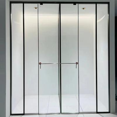 China Modern Hanging Sliding Doors Drain Extremely Narrow Frame Glass Shower Room for sale