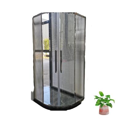 China 2210-8mm 10mm Modern Frameless Curved Glass Stainless Steel Sliding Shower Door for sale