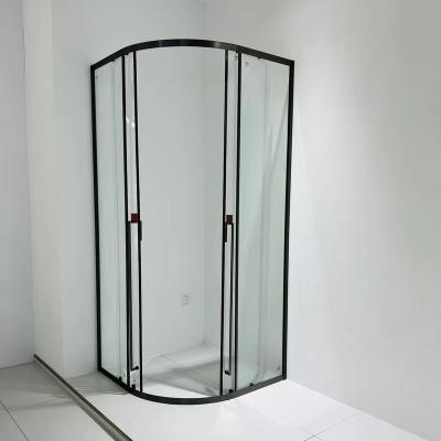 China Modern Minimalist Style Modern Corner Rounded Arc Glass Shower Room for sale