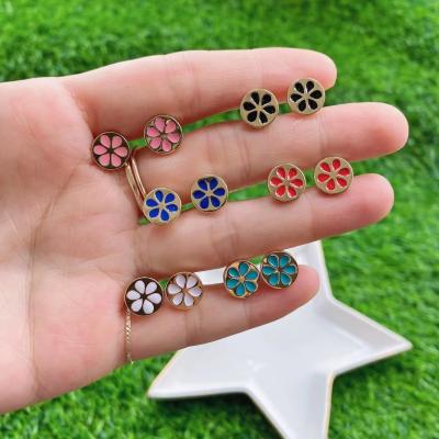 China CLASSIC Trendy Enamel Stud Earring Lips Crown Design Pin Earring Watermelons Rainbows Eyes Stars Shape Stud Earrings Jewelry of enamel for sale