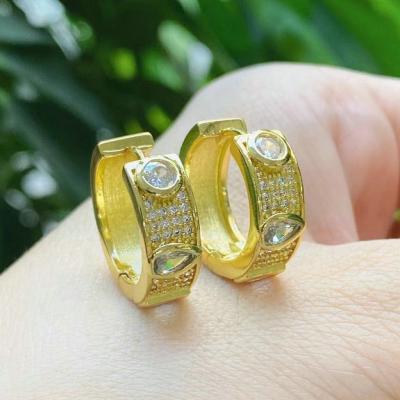 China High Quality BOHEMIA Mirco Pave CZ Stone Around Small Hoop Earrings Huggies Earrings for sale