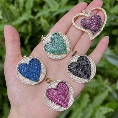 China Trendy Fashionable Findings Zircon Heart Pendant For Women Jewelry Making for sale